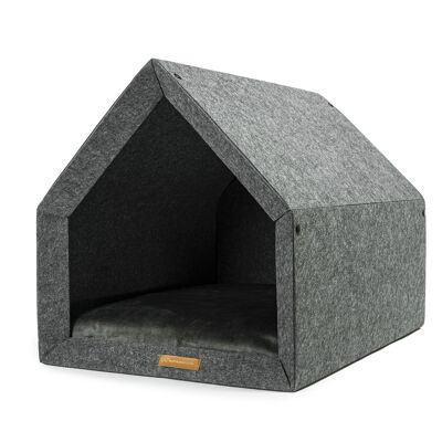 PETHome Maison parfaite L pour un chien et un chat - Maison recyclée Dark/Mattress Khaki L