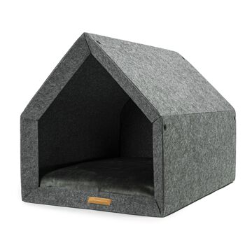 PETHome Maison parfaite L pour un chien et un chat - Maison recyclée Dark/Mattress Khaki L 1