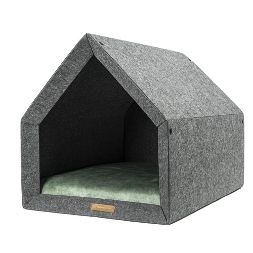 PetHome Perfect hause S for a dog and a cat - recycled  Hause Dark/Mattress Light green S