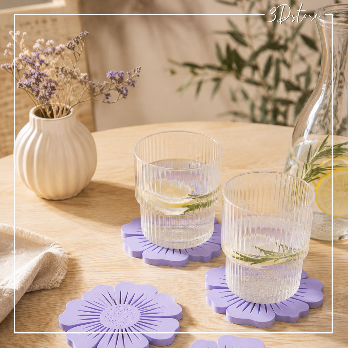 Lot de 8 sous-verres fleur