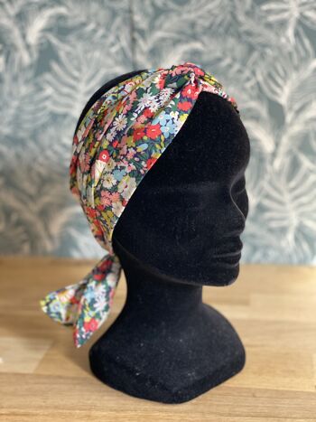 Headband,ceinture et foulard Joséphine en Liberty motif prairie multico 2