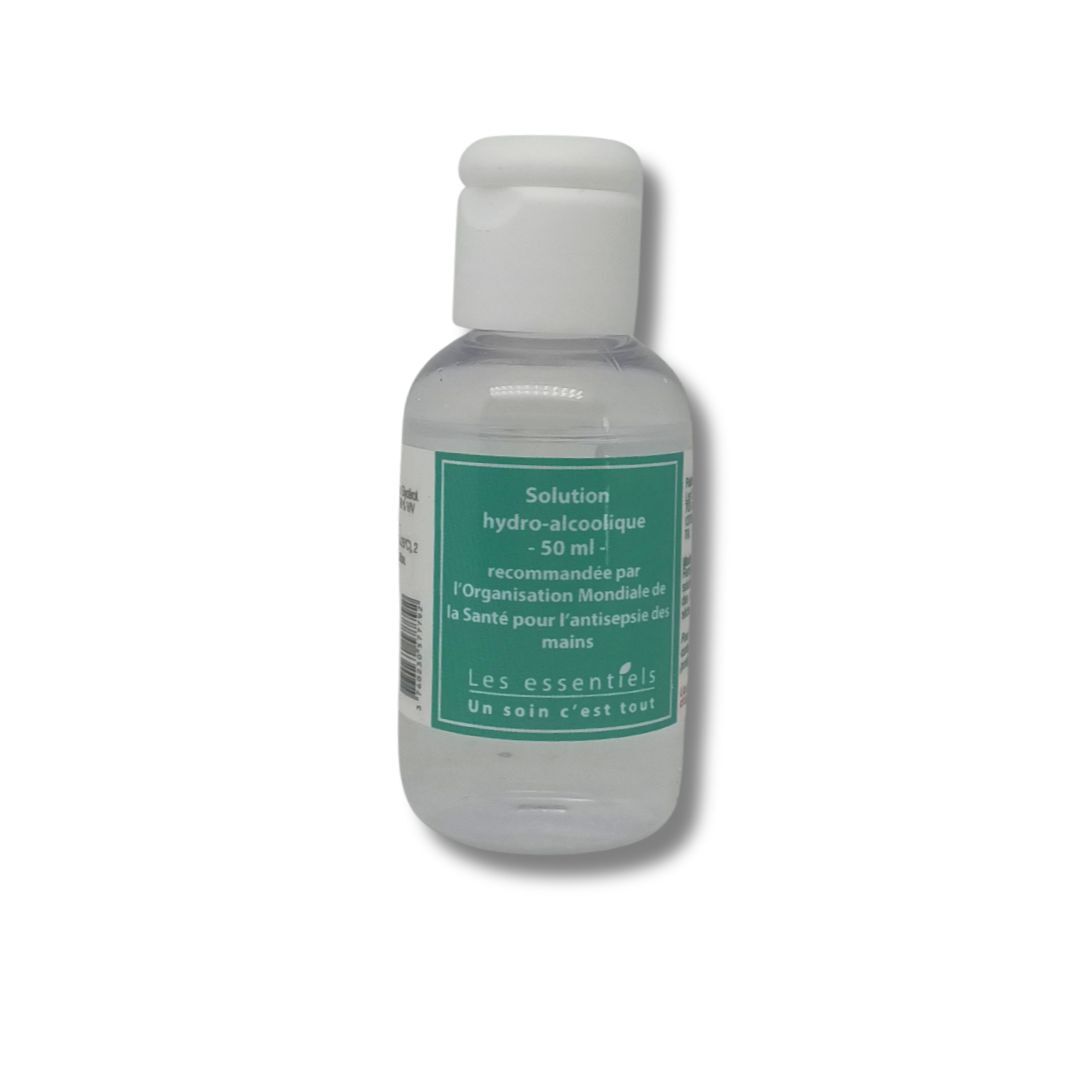 Solución hidroalcohólica de 50 ml: limpia y desinfecta las manos sin necesidad de enjuague.