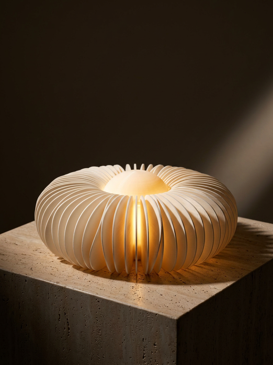 Table lamp Midnight Sun — sculptural 3D-printed lamp
