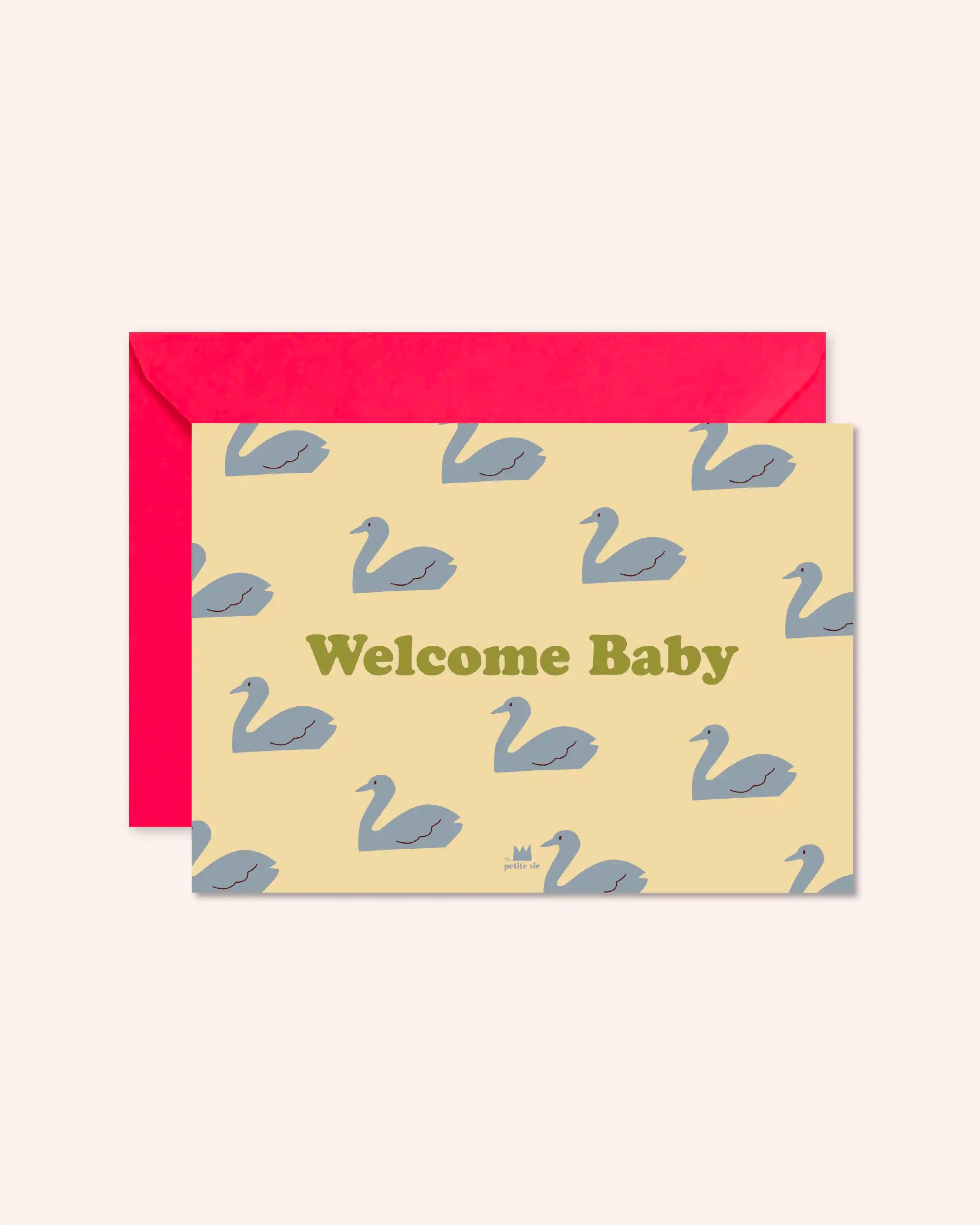 Carte Welcome Baby Cygnes