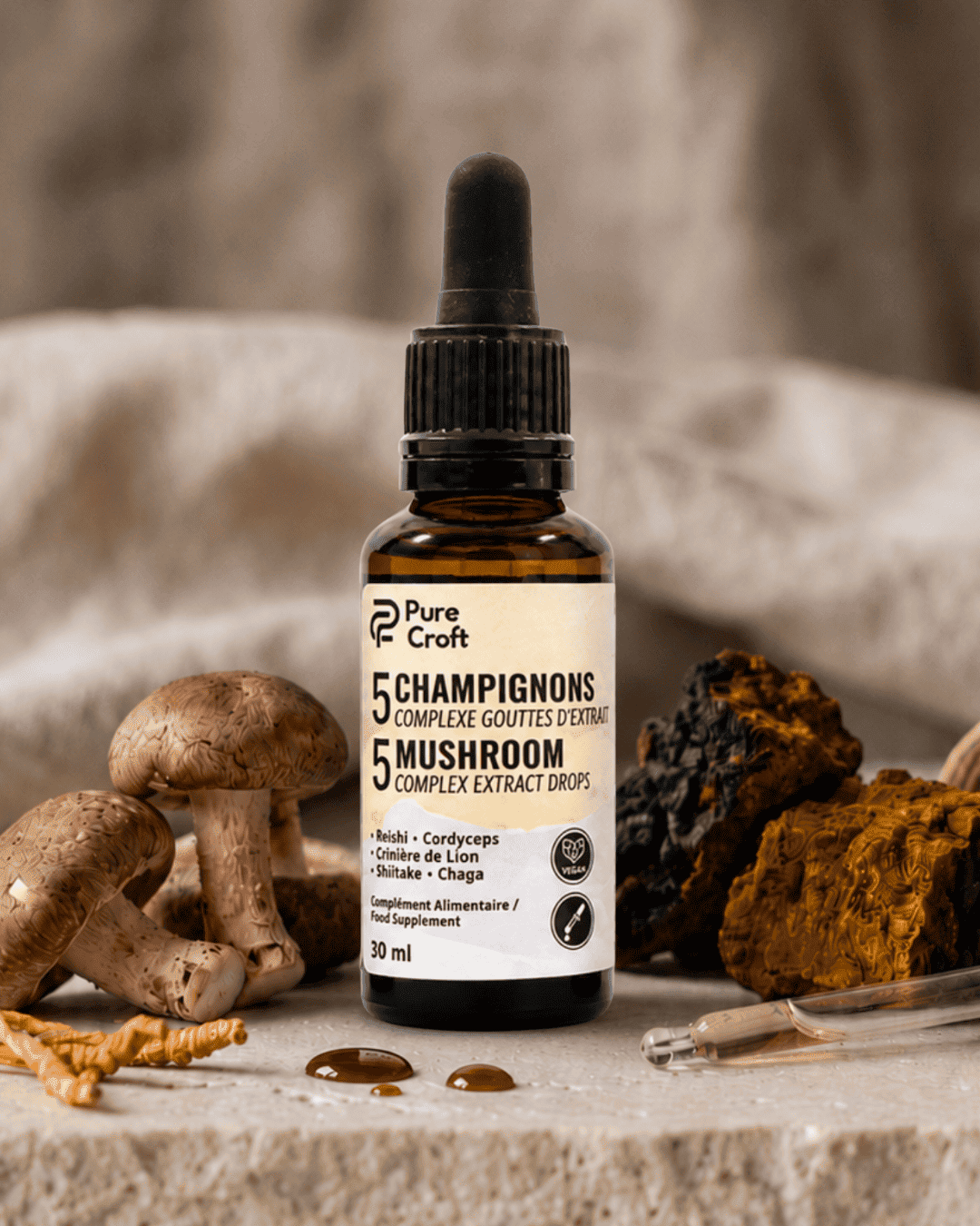 5 Champignons Complexe en Gouttes | Le Rituel Matinal Ultime