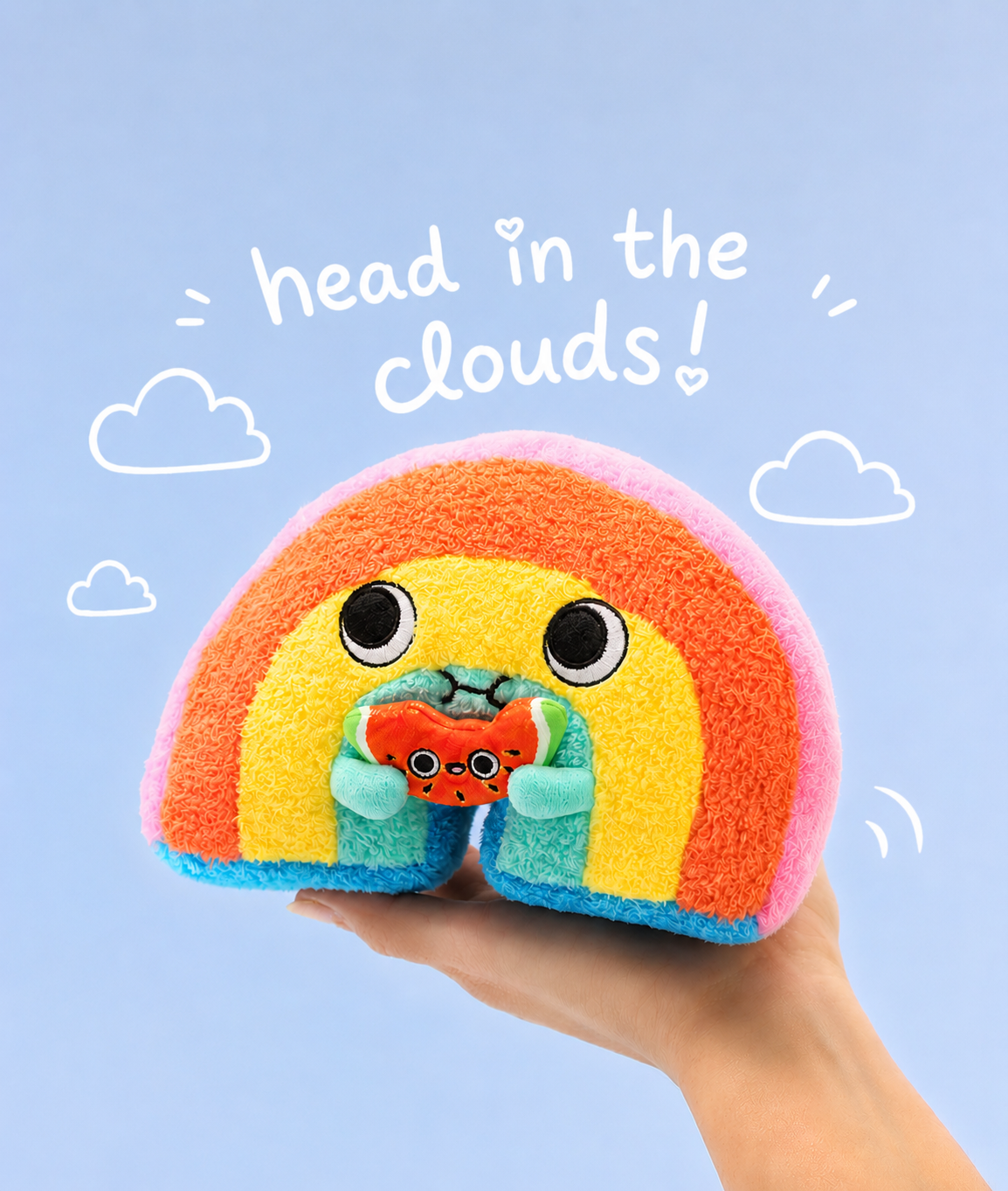 Munchies Kawaii Rainbow Watermelon Plush Toy – Soft Fleece Cushion (CE & UKCA Tested)