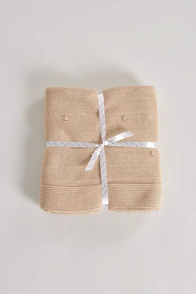 Baby Cotton Knit Blanket with Pompoms