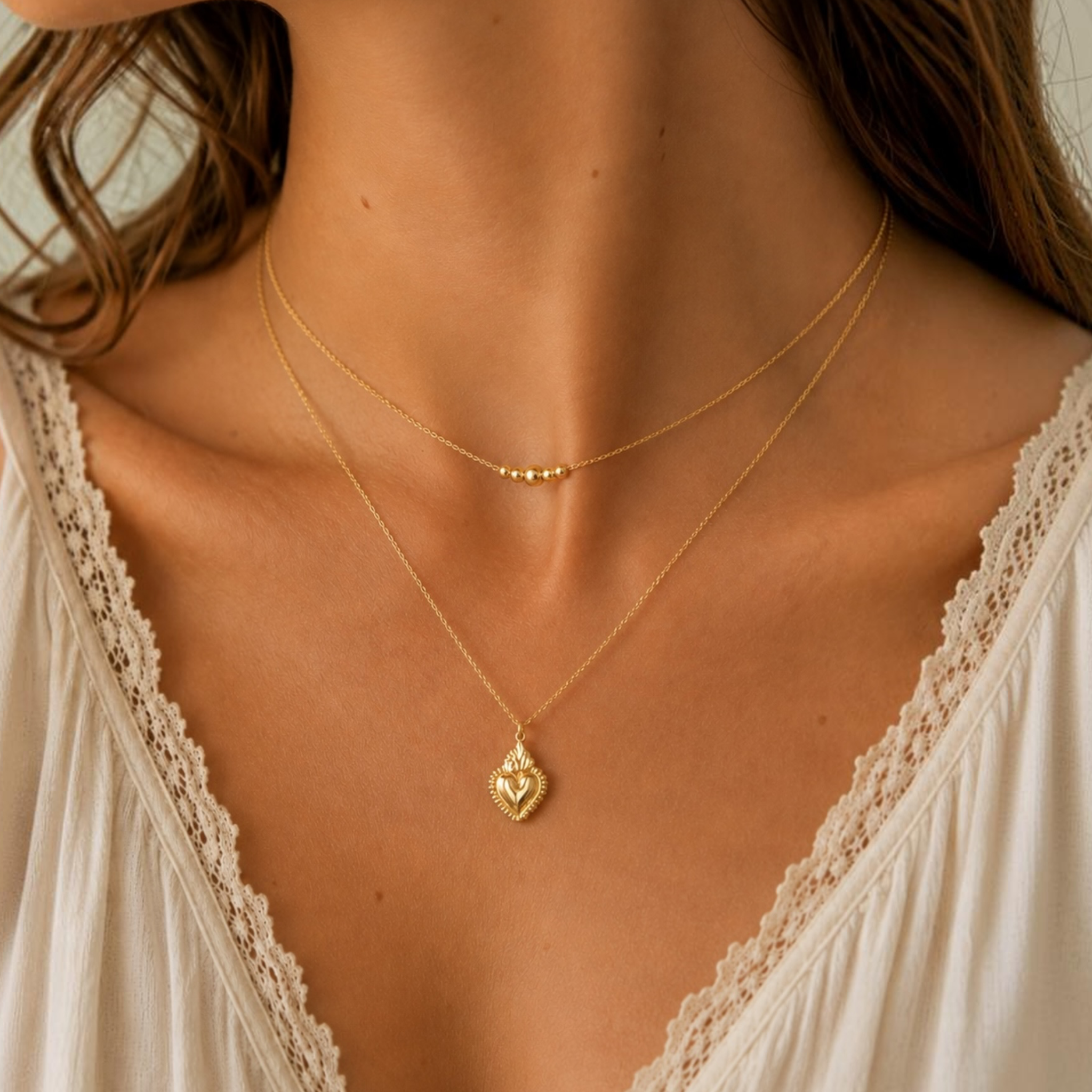 Ex-Voto double-strand gold necklace