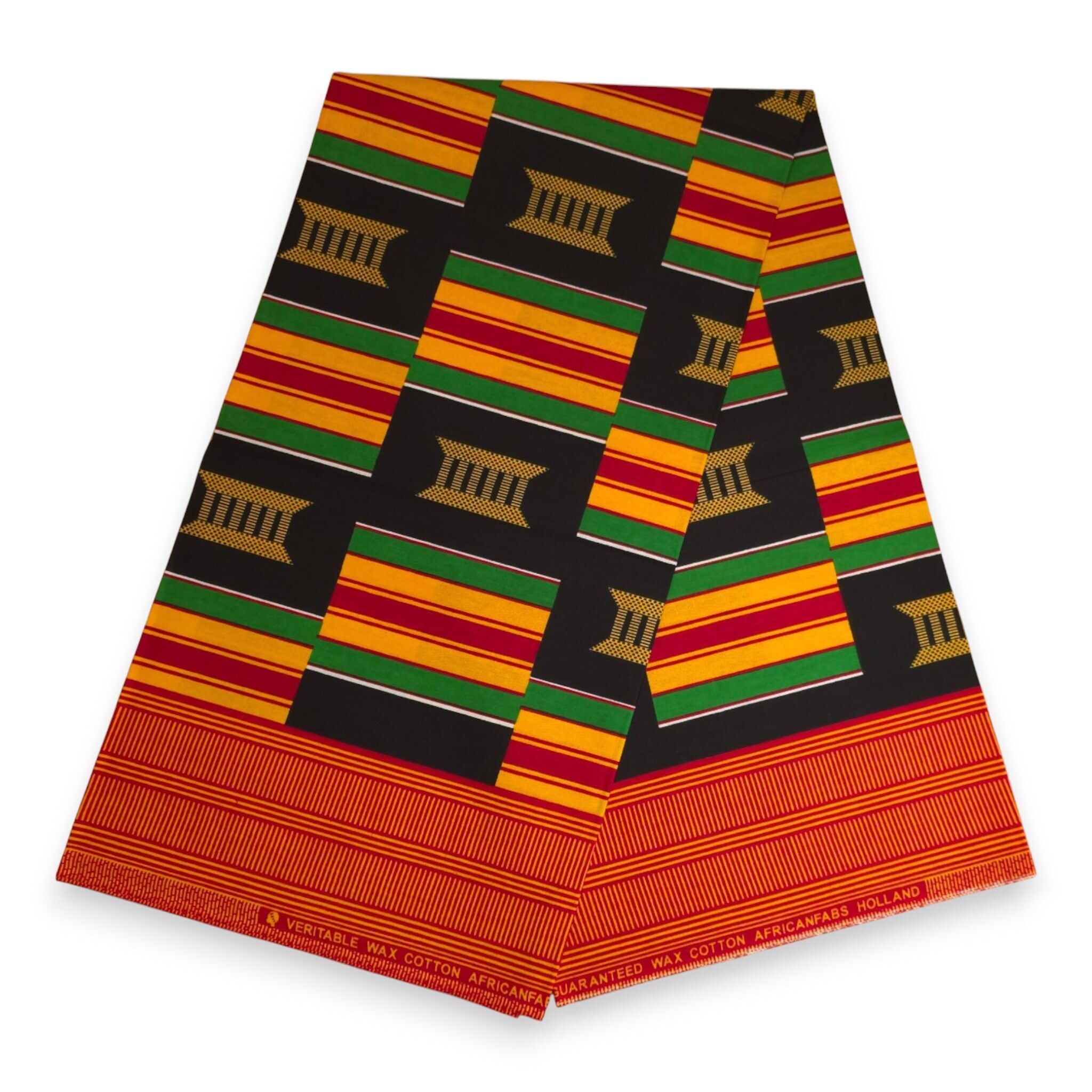 6 Yards - African Wax print fabric - Black Pan Africa Kente Print Ghana - 100% cotton