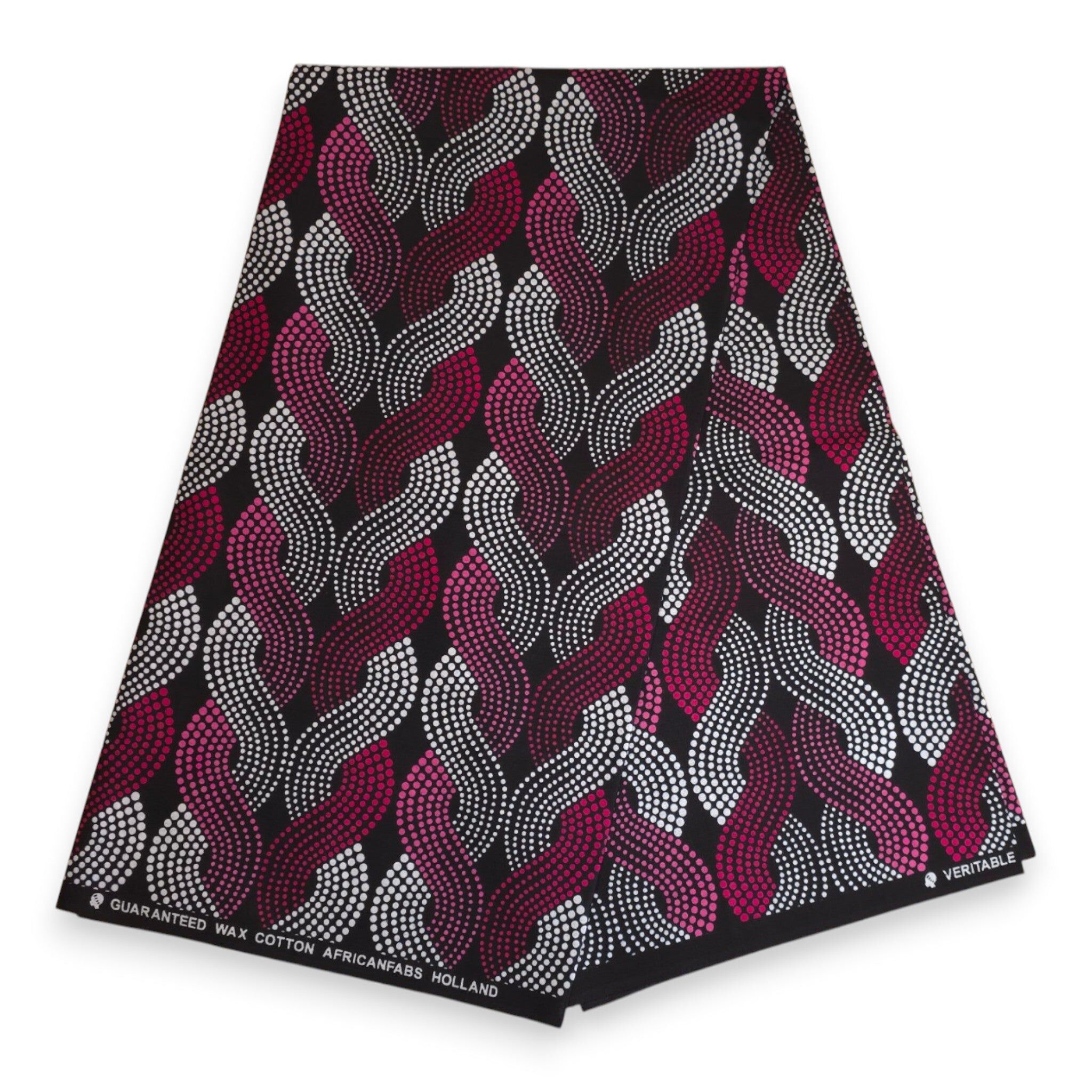 6 Yards - African Wax print fabric - Pink Wave Pattern - 100% cotton