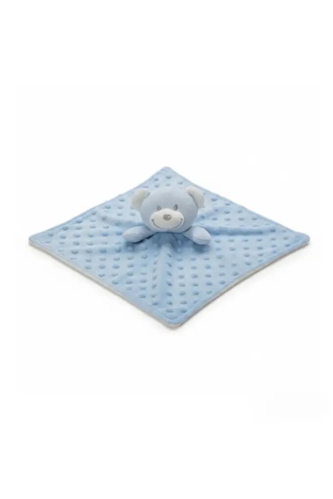 Doudou bébé à bulles avec ourson, bleu