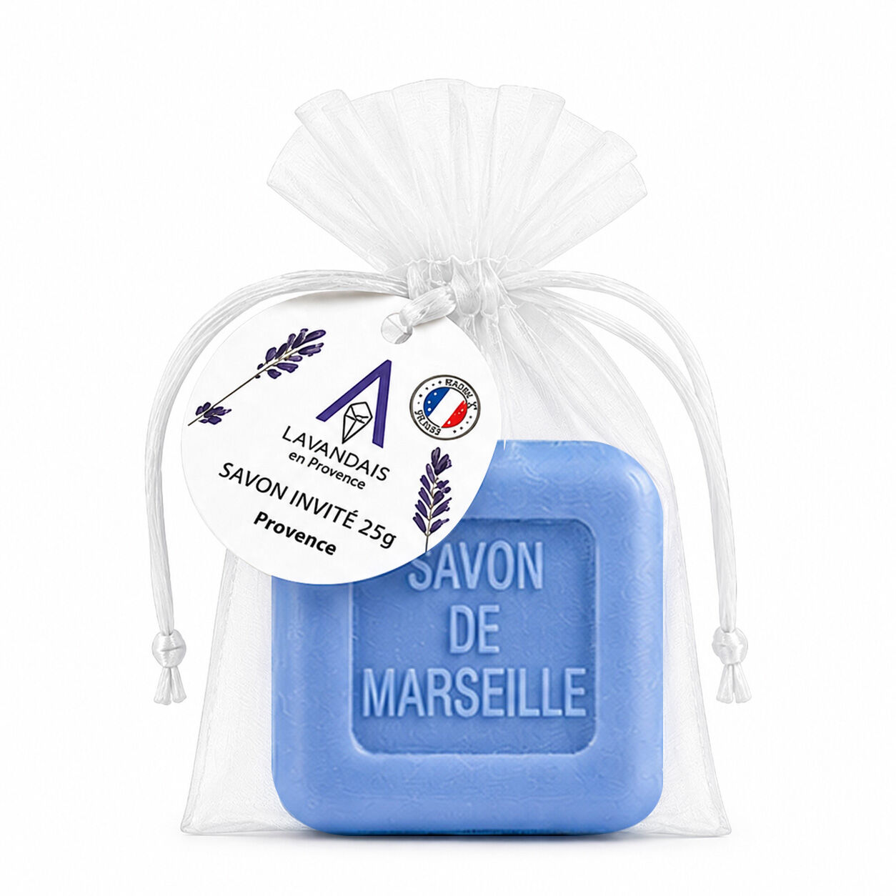 Mini Square Soap from Provence & Organza Bag