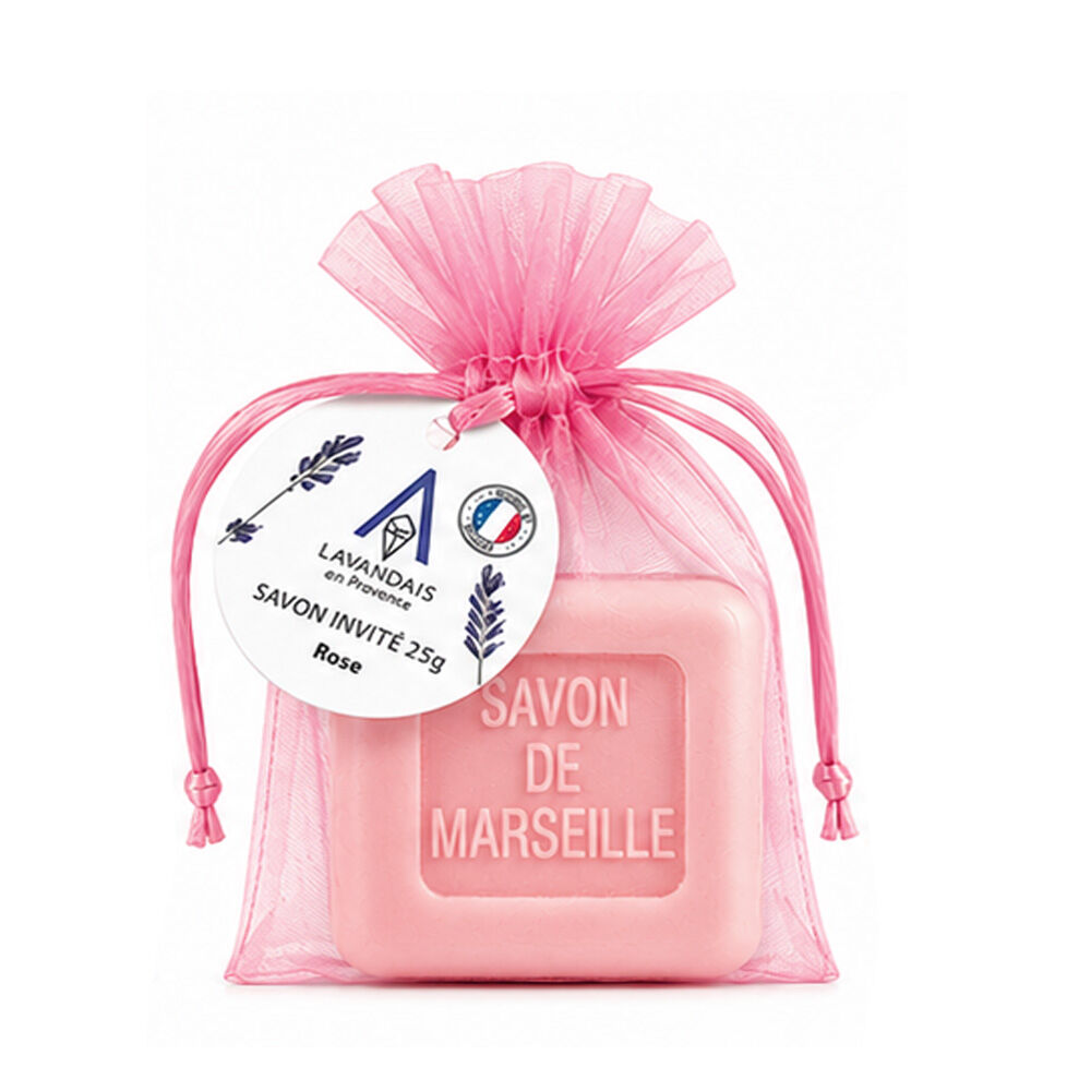 Mini Pink Square Soap & Organza Bag