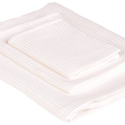 Asciugamano doccia in lino piqué waffle LAUJA, colore: bianco neve
