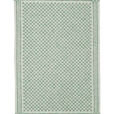 Jacquard tea towel CHESSBOARD made of half linen, color: dark green