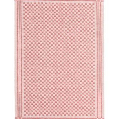 Jacquard tea towel CHESSBOARD made of half linen, color: red