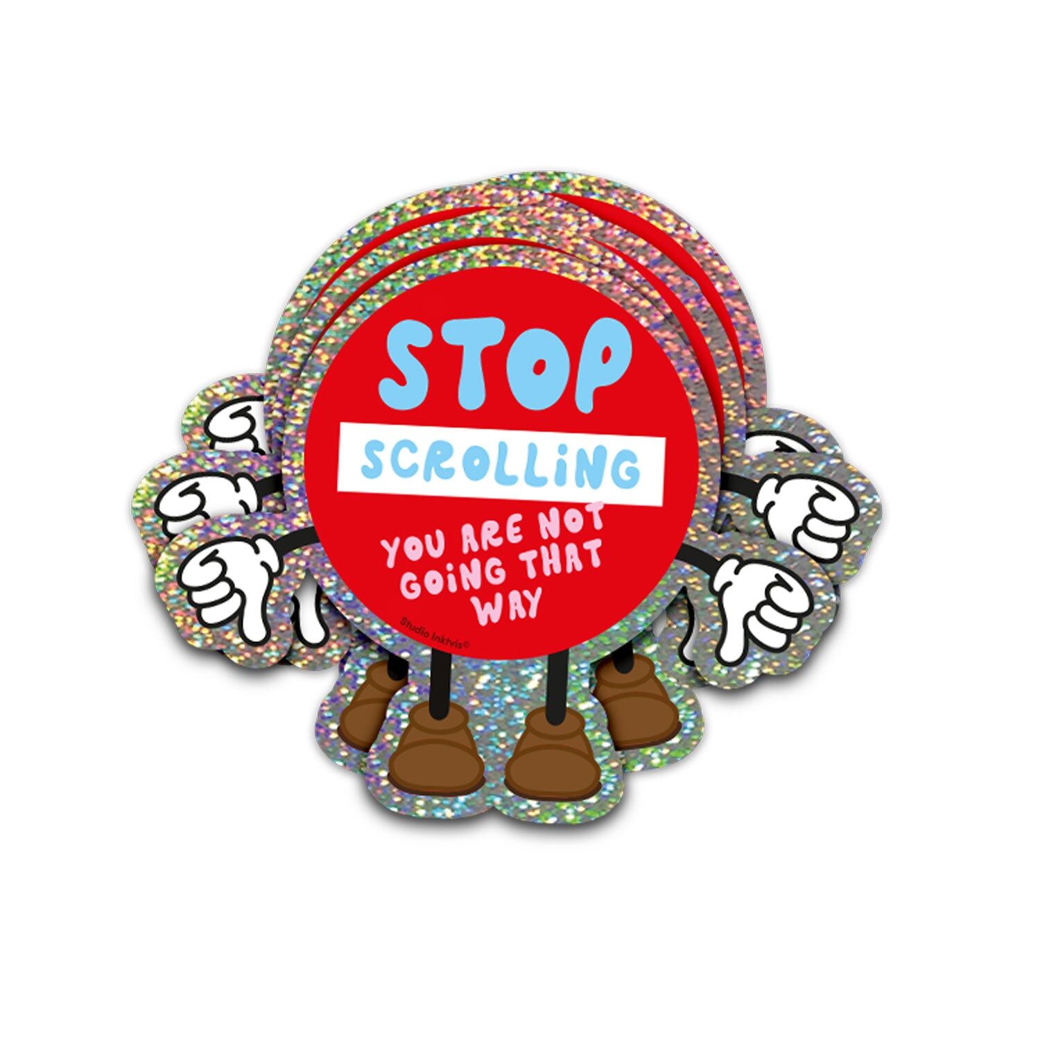 Glitter sticker Stop scrolling Stop sign