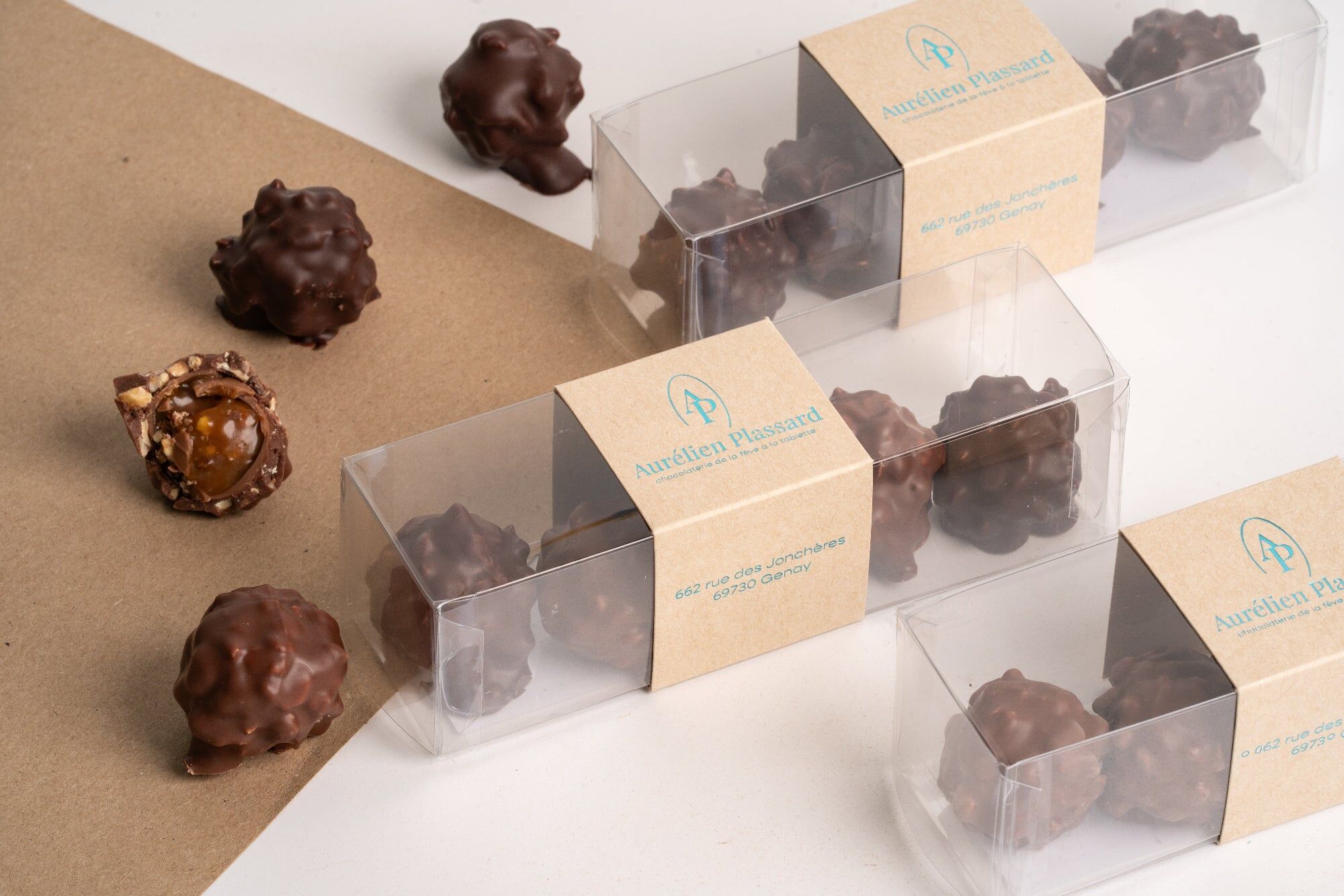 Assorted caramel, hazelnut, milk and dark chocolate rocks