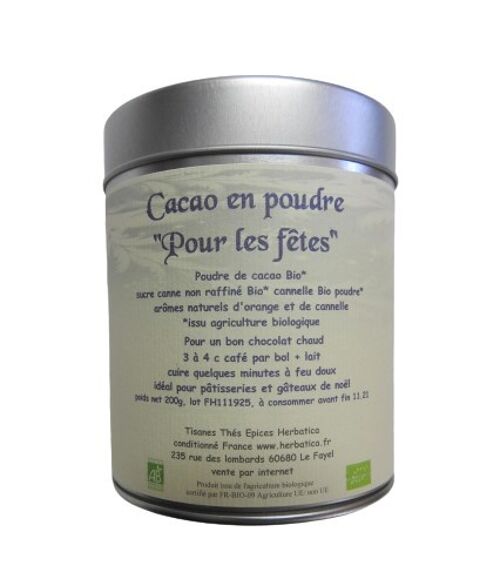 Cacao poudre pour les Fêtes BIO