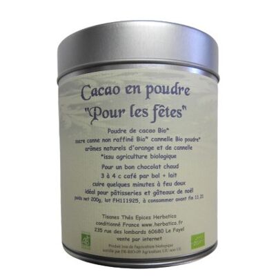 Organic cocoa powder for the Holidays