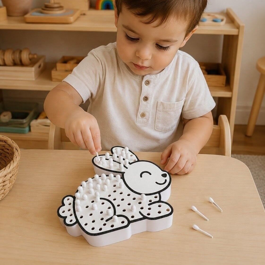 Bunny Fine Motor Activity Tray | Interactive Preschool Learn