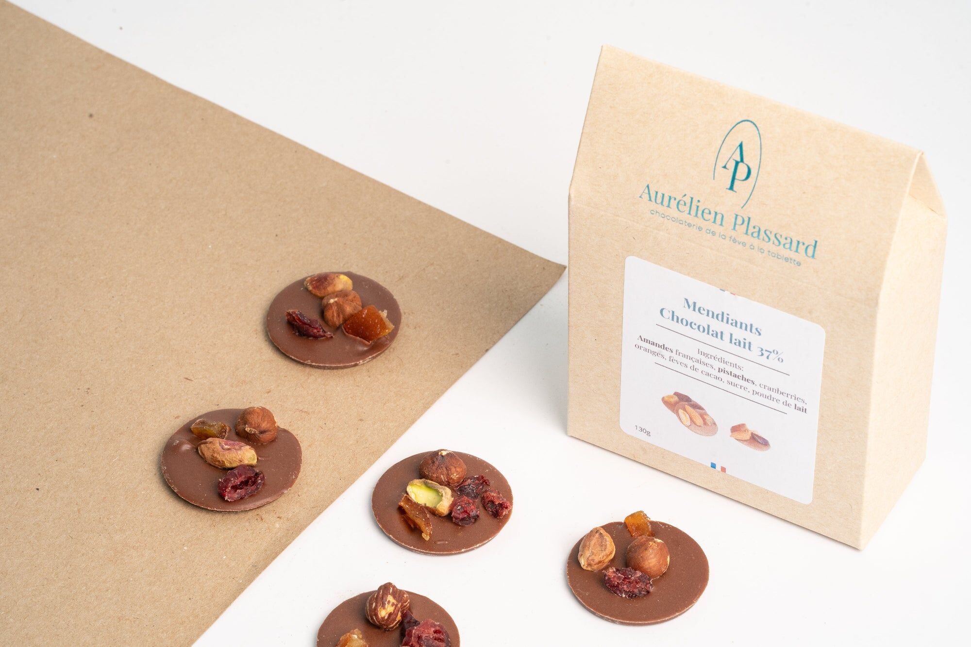 Milk chocolate mendiants (37% cocoa)
