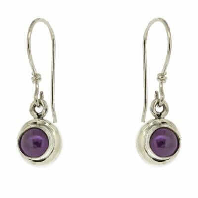 Amethyst Cabochon Doppelset Runde Ohrringe und Präsentationsbox (NSE13-AMC+BOX)