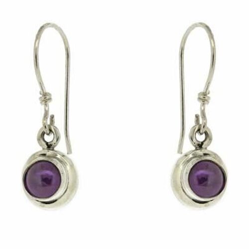 Amethyst Cabochon Double Set Round Earrings and Presentation Box (NSE13-AMC+BOX)