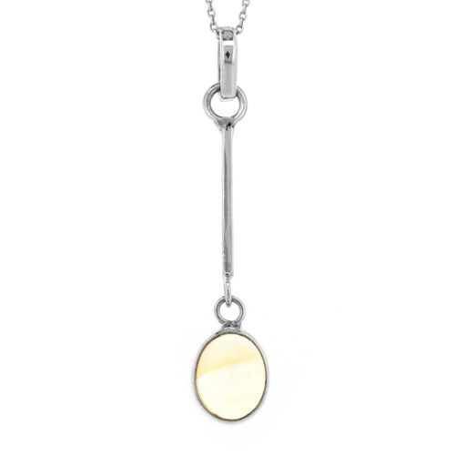 Citrine Long Oval Pendant with 18" Trace Chain and Box (NSP47-CC+N301+BOX)