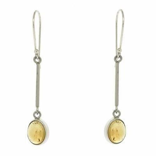 Citrine Cabochon Long Oval Drop Earrings and Box (NSE18-CC+BOX)