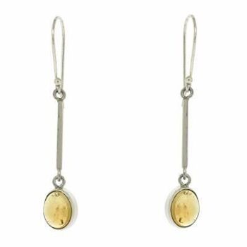 Boucles d'oreilles pendantes ovales en citrine cabochon et boîte (NSE18-CC+BOX) 1