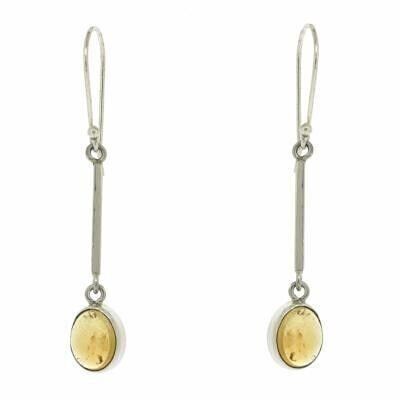 Citrine Cabochon Long Oval Drop Earrings and Box (NSE18-CC+BOX)