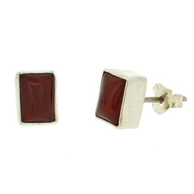 Garnet Rectangle Stud Earrings with Presentation Box (NSS05-GC+BOX)