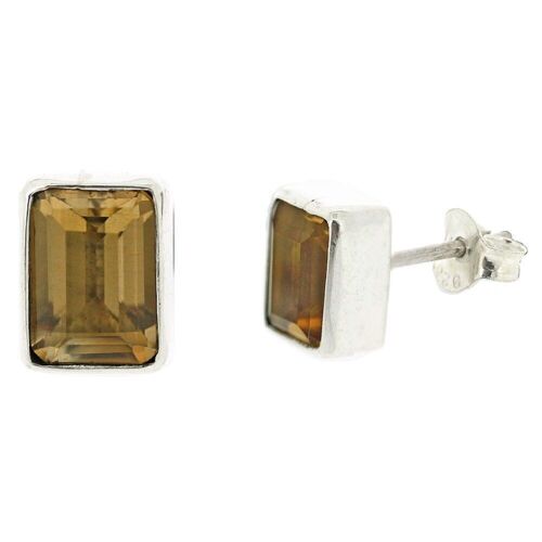 Citrine Faceted Rectangle Stud Earrings with Presentation Box (NSS05-CF+BOX)