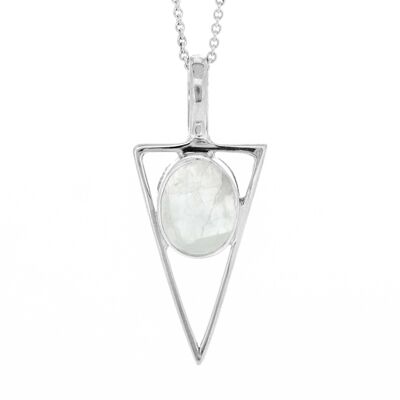 Moonstone Triangle Pendant with 18" Trace Chain and Box (NSP23-M+N301+BOX)