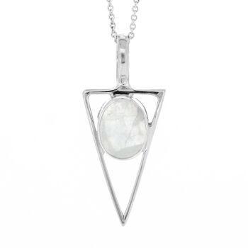 Pendentif Triangle Pierre de Lune avec Chaîne Trace 18" et Boîte (NSP23-M+N301+BOX) 1