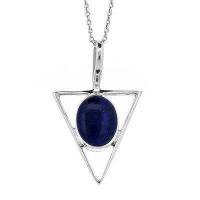 Lapis Lazuli Triangle Pendant with 18" Trace Chain and Box (NSP23-LL+N301+BOX)