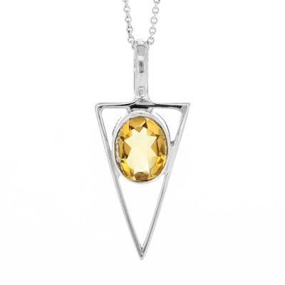 Pendentif Triangle Facetté Citrine avec Chaîne Trace 18" (NSP23-CF+N301+BOX)