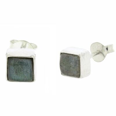 Labradorite Small Square Stud Earrings with Presentation Box (NSS02-L +BOX)