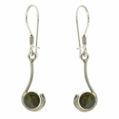 Labradorite Cabochon Round Curve Earrings with Box (NSE06-L+BOX)