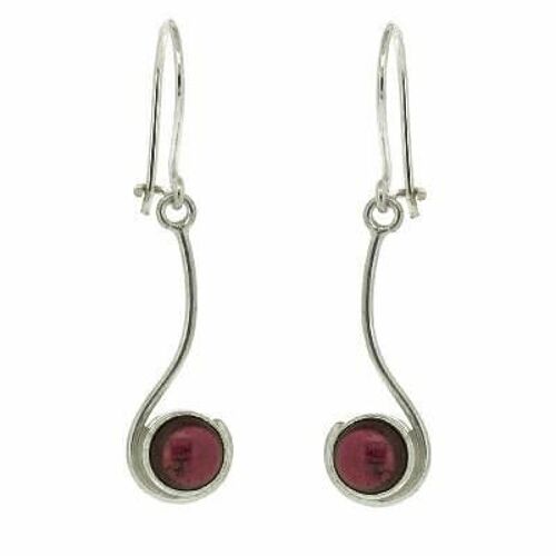 Garnet Cabochon Round Curve Earrings and Box (NSE06-GC-BOX)