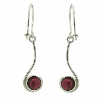 Boucles d'oreilles et boîte à courbes rondes cabochon grenat (NSE06-GC-BOX) 1