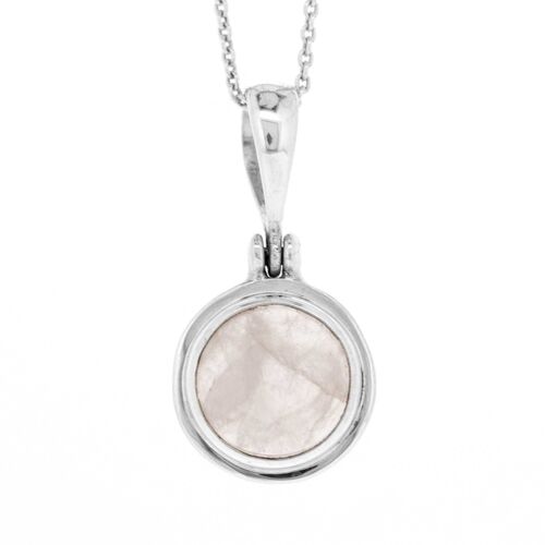 Rose Quartz Double Set Pendant with 18" Trace Chain and Box (NSP17-RQC+N301+BOX)