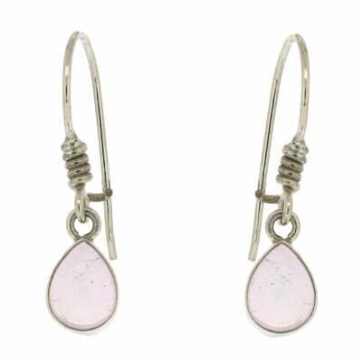 Rose Quartz Teardrop Earrings with safety catch and Box (NSE23-RQ+BOX)