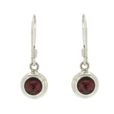 Garnet Cabochon Double Set Round Drop Earrings and Box (NSE13-GC+BOX)