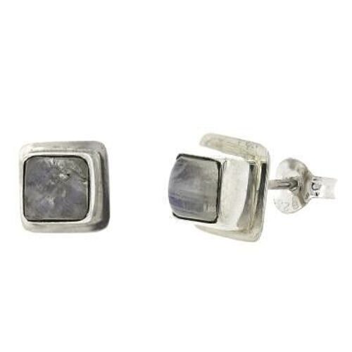 Moonstone Double Set Square Stud Earrings with Presentation Box (NSS07-M+BOX)