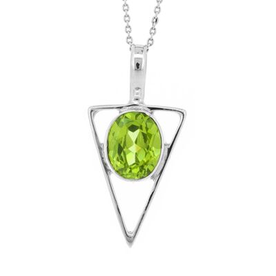 Peridot Facetted Triangle Pendant with 18" Trace Chain & Box (NSP23-PE+N301+BOX)