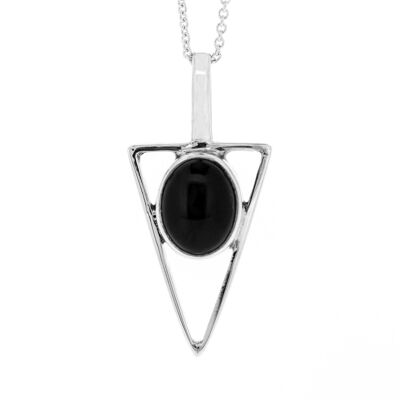 Pendentif Triangle Cabochon Onyx avec Chaîne Trace 18" et Boîte (NSP23-ON+N301+BOX)