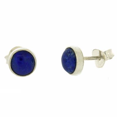 Boucles d'oreilles rondes en lapis-lazuli 6 mm avec boîte de présentation (NSS01-LL+BOX)