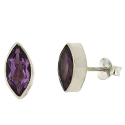 Amethyst Faceted Marquise Stud Earrings with Box (NSS13-AMF+BOX)